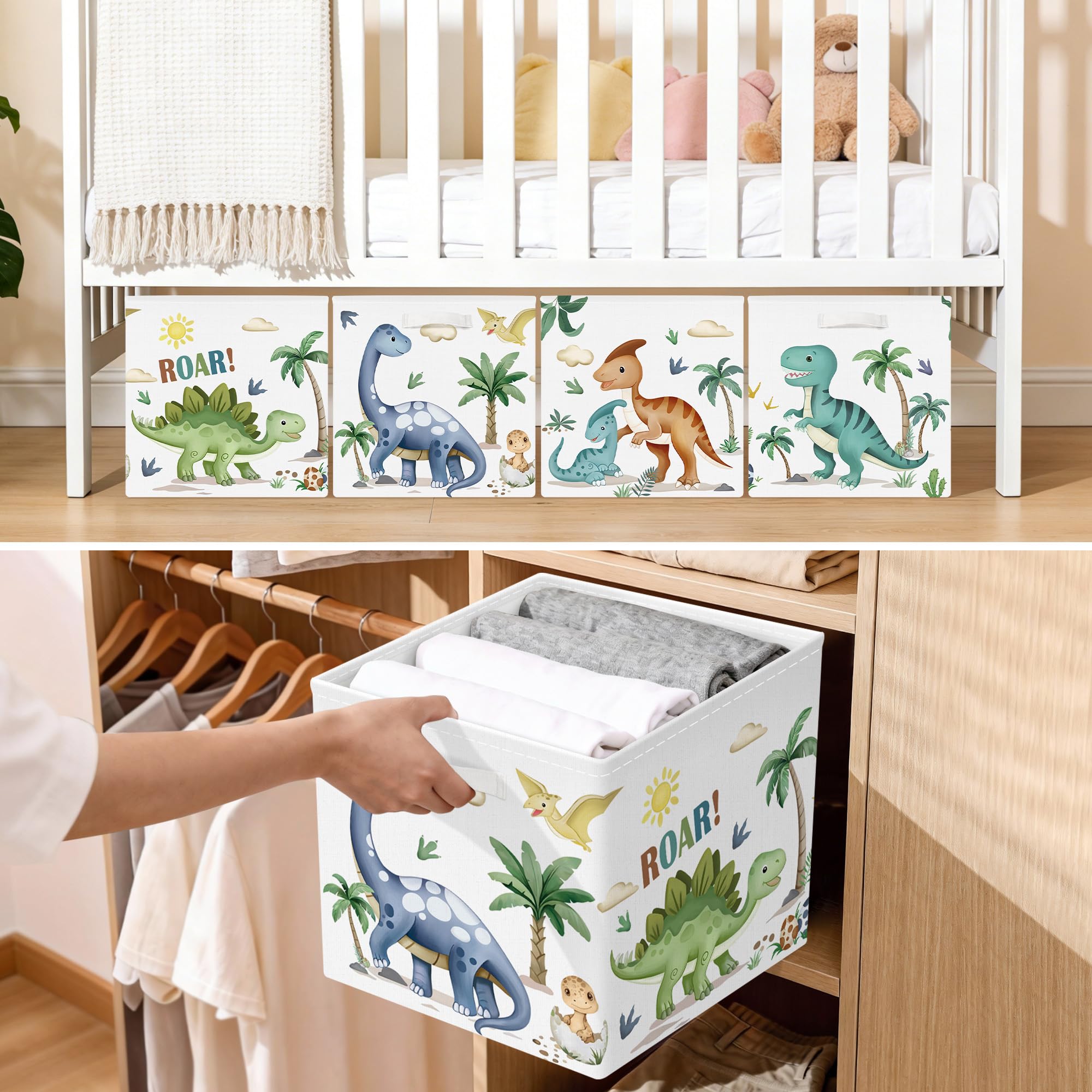 30cm Aufbewahrungsbox 3 Stück Dinosaurier Aufbewahrungskorb Kinder Faltbar Tyrannosaurus Rex Aufbewahrungswürfel Organizer Für Spielzeug Bücher Kleidung, Boho Dino