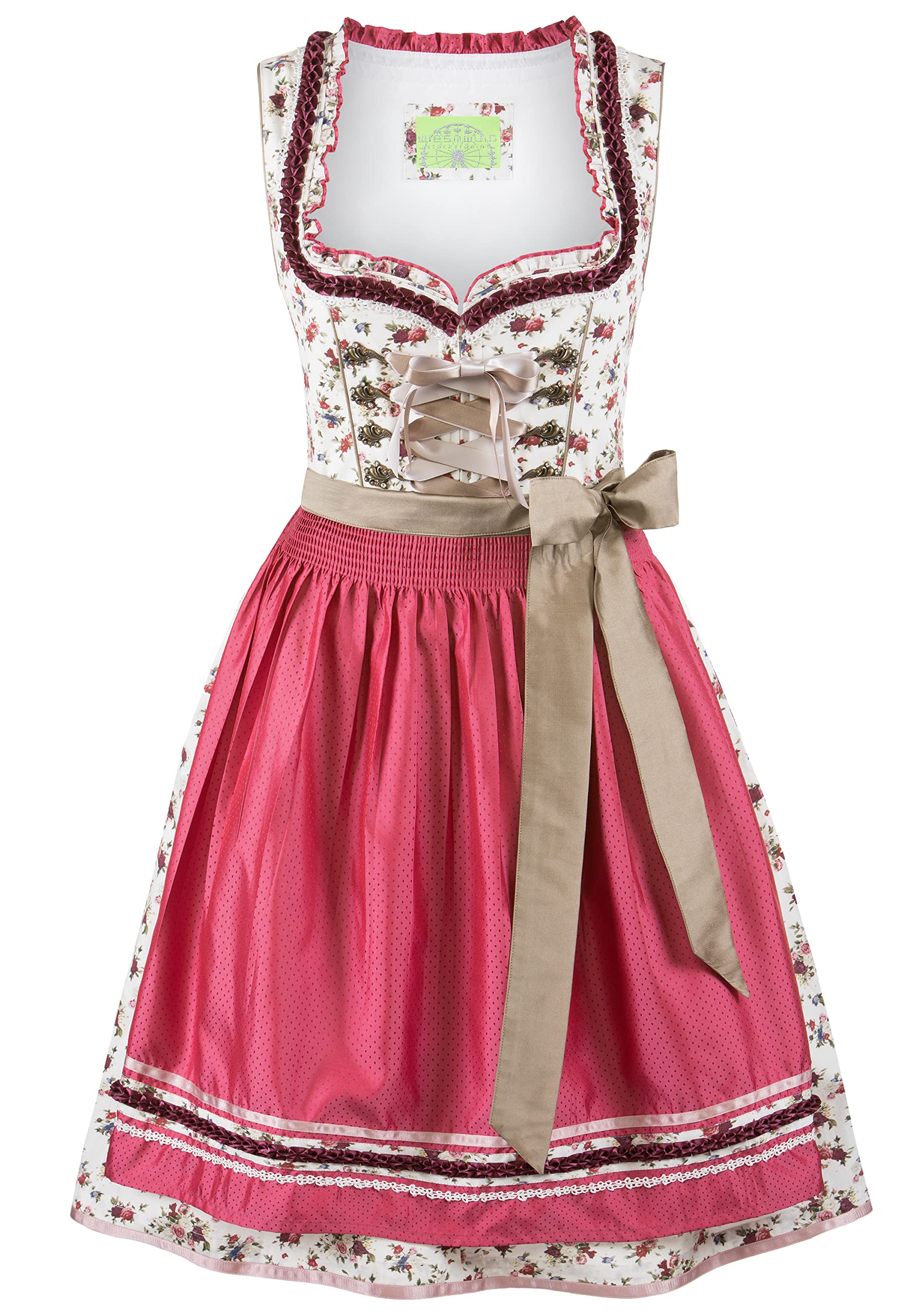 Stockerpoint Women's Dirndl Isadora Special Occasion Dress Not Applicable, Cream-Fuchsia, 44