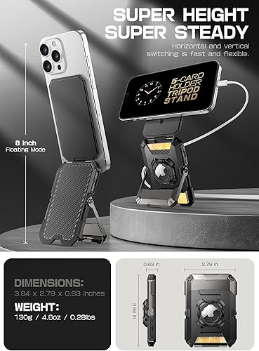 Miniatura 8 de SUPCASE Cartera MagSafe con soporte AirTag, cartera magnética para Airtag para hombres, capacidad para 5 tarjetas Soporte ajustable bloqueo RFID