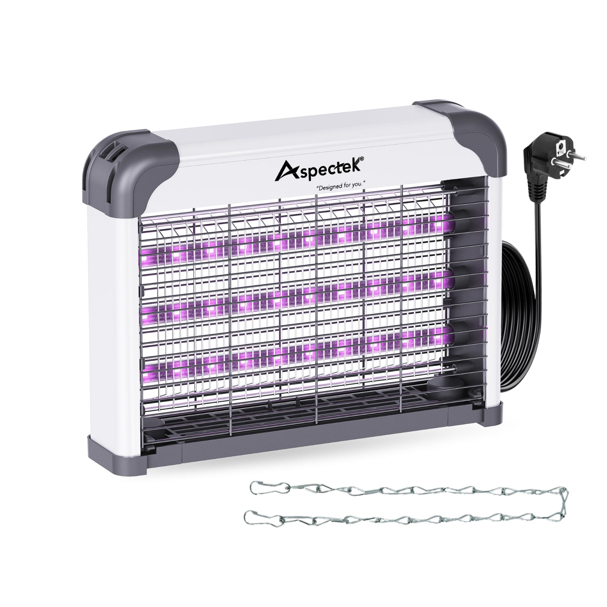 Aspectek Zapper - Trappola a LED per interni ad alta tensione per zanzara e mosche, con 3 lampadine LED a lunga durata, sicura e durevole per la casa