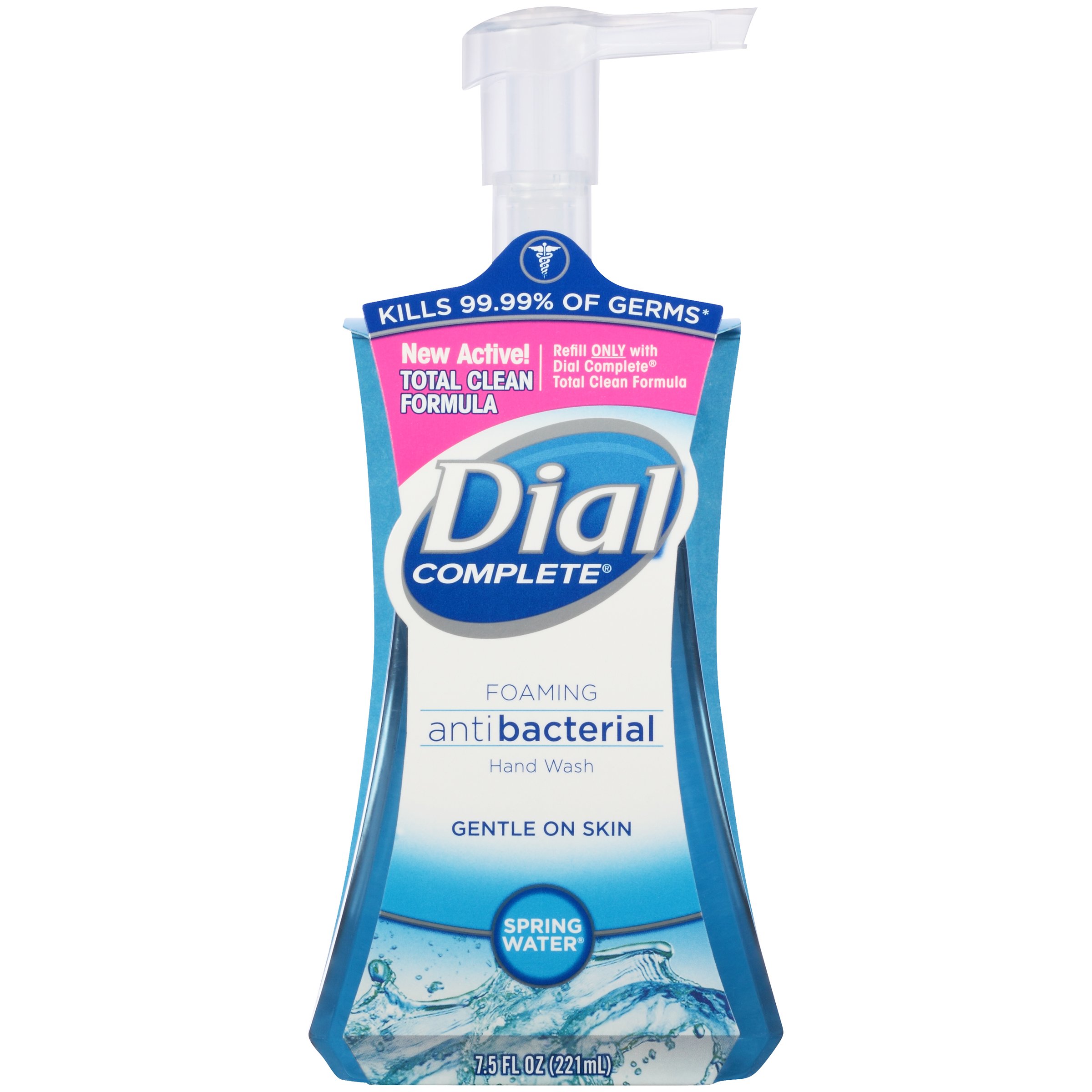 DialComplete Foaming Antibacterial Hand Wash, Spring Water, 7.5 Ounce