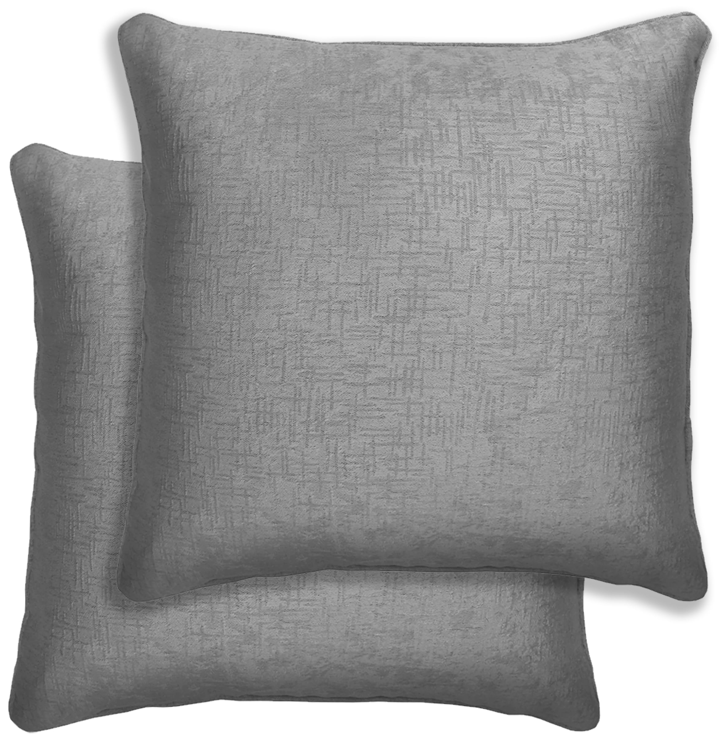 Vogue Textured Double Sided Zip Opening Piped Edge Cushion Covers - Grey - 43x43cm