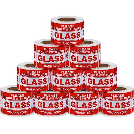 Clear Handling Warning Stickers - 3000 Fragile Glass Labels for Shipping Boxes
