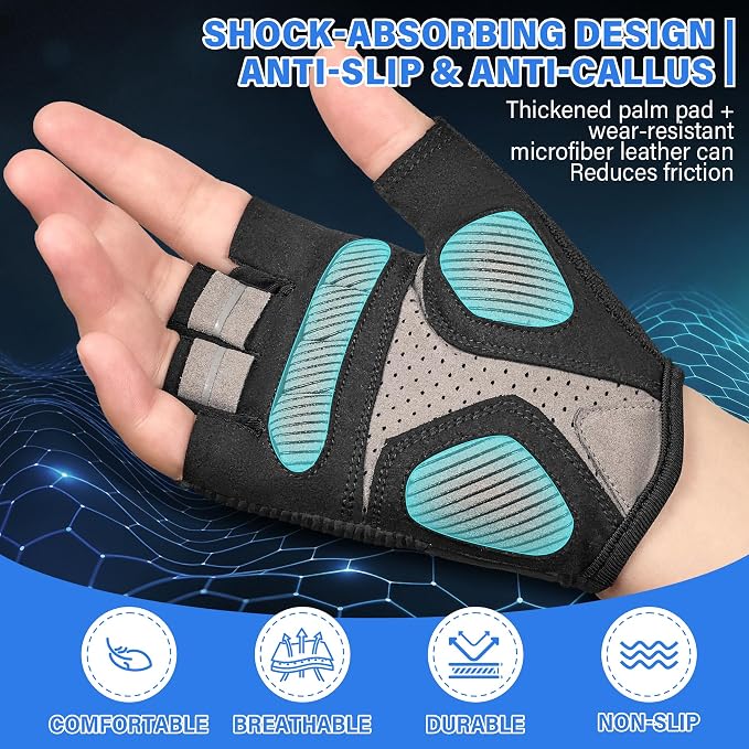Guantes de ciclismo para niños, media dedo, transpirables y antideslizantes miniatura 3