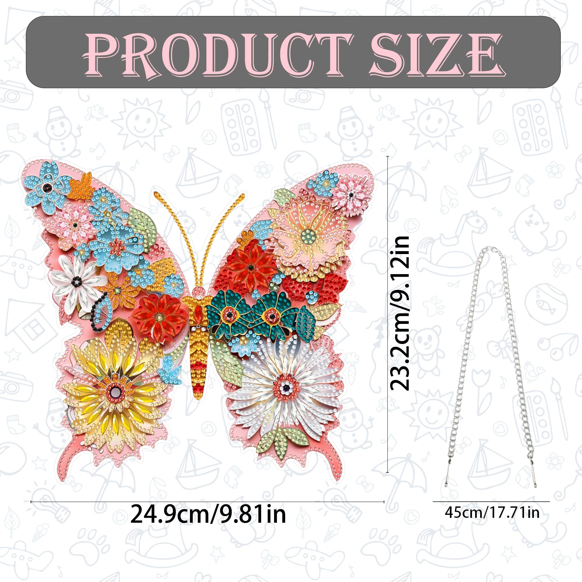MOGTAA Kits De Arte De Diamantes De Mariposa Para Adultos, Kit De Pintura De Diamantes De Rosa Rosa Para Adultos Principiantes, Flores 5D, Pintura De Cristal, Manualidades Para Decoración Del Hogar