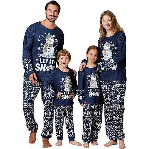 Family Christmas PJs Matching Sets, Cute Holiday Pajamas Printed Top and Pants, Xmas Jammies for Couples/Men/Women
