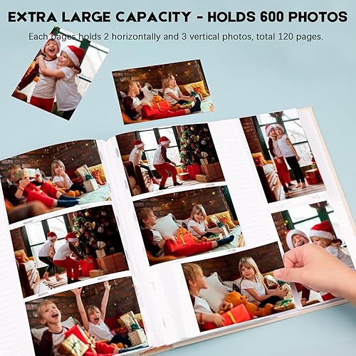 Miniatura 2 de Álbum de fotos de 600 bolsillos de 4 x 6 pulgadas con espacio de escritura, álbum de fotos de gran capacidad de 4 x 6 pulgadas con capacidad para