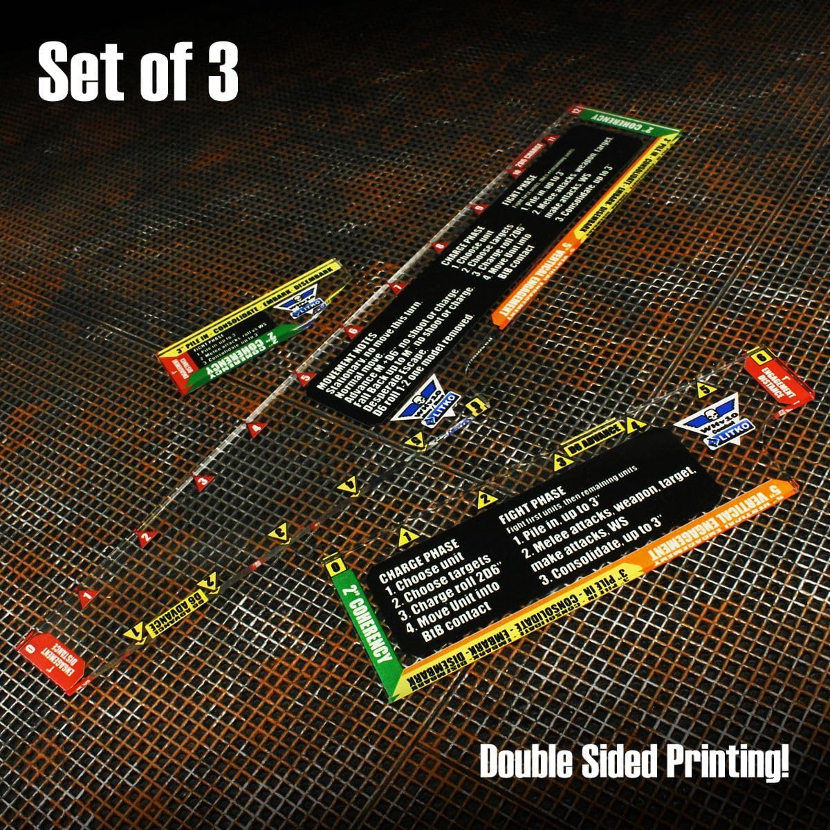 LITKO Gauge Set | Compatible with Warhammer 40K 10th Edition | Movement | Shooting | Fight | Close Combat | WH40K Templates (Variety Set)