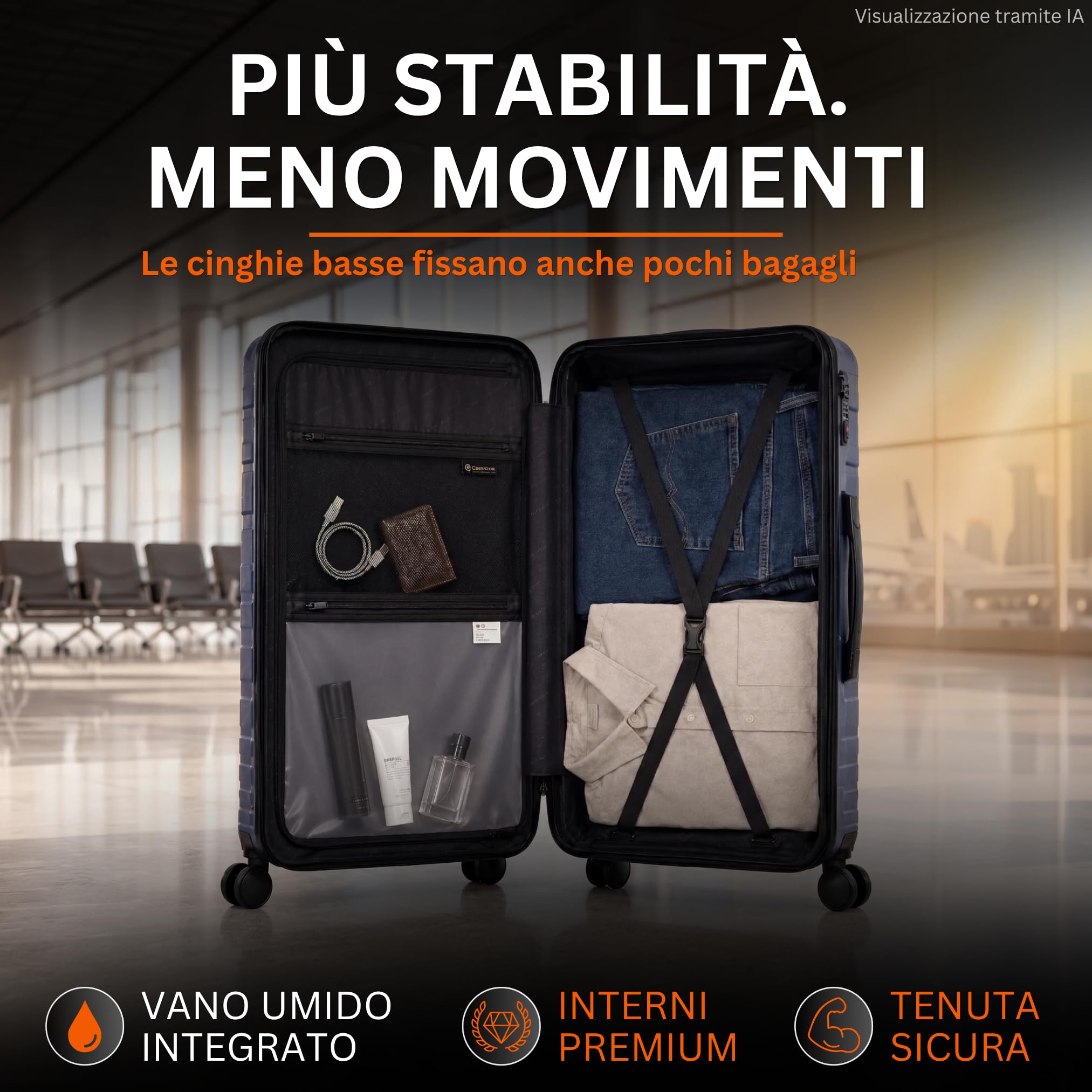 Cocoono Capienza 100-117 litri espandibile con soffietto, 78x50x30 cm, 4 doppie ruote girevoli a 360 gradi, lucchetto TSA integrato Trolley rigido (Nero, XL)