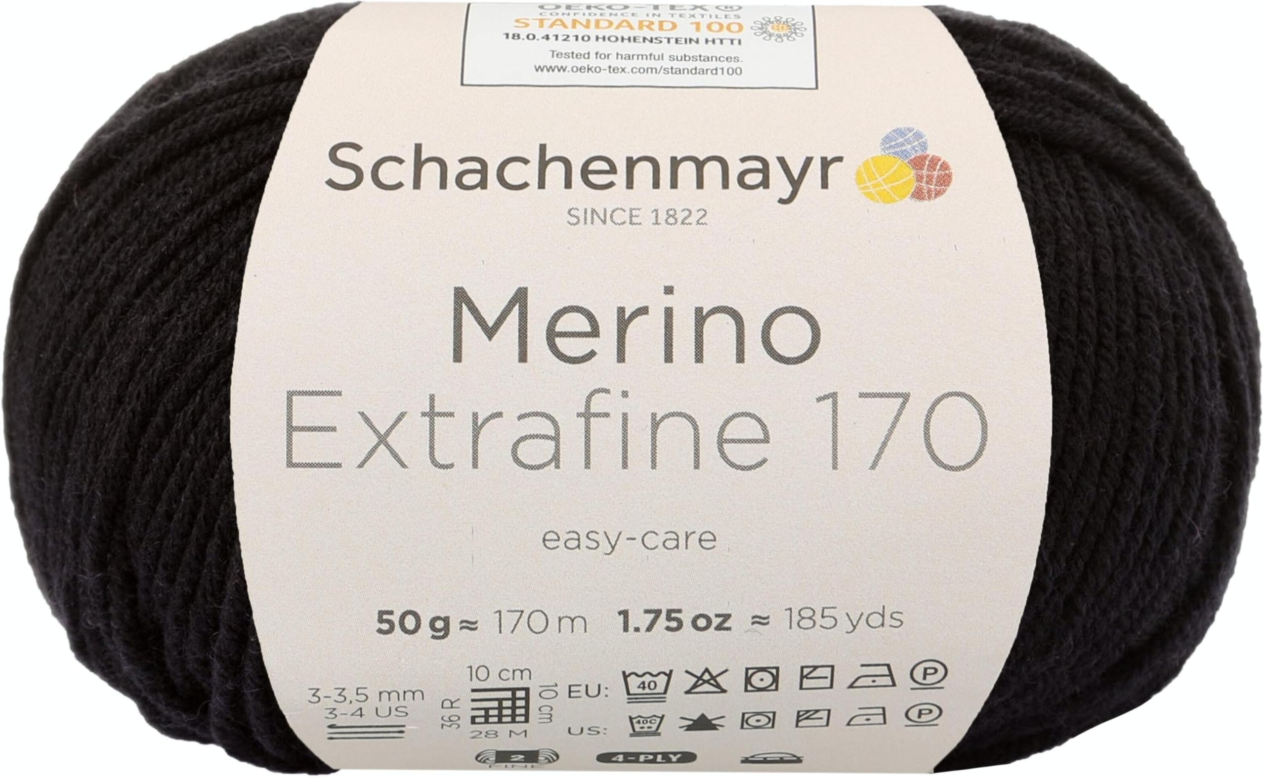 Schachenmayr Merino Extrafine 170 Handstrickgarn Schwarz 50 g