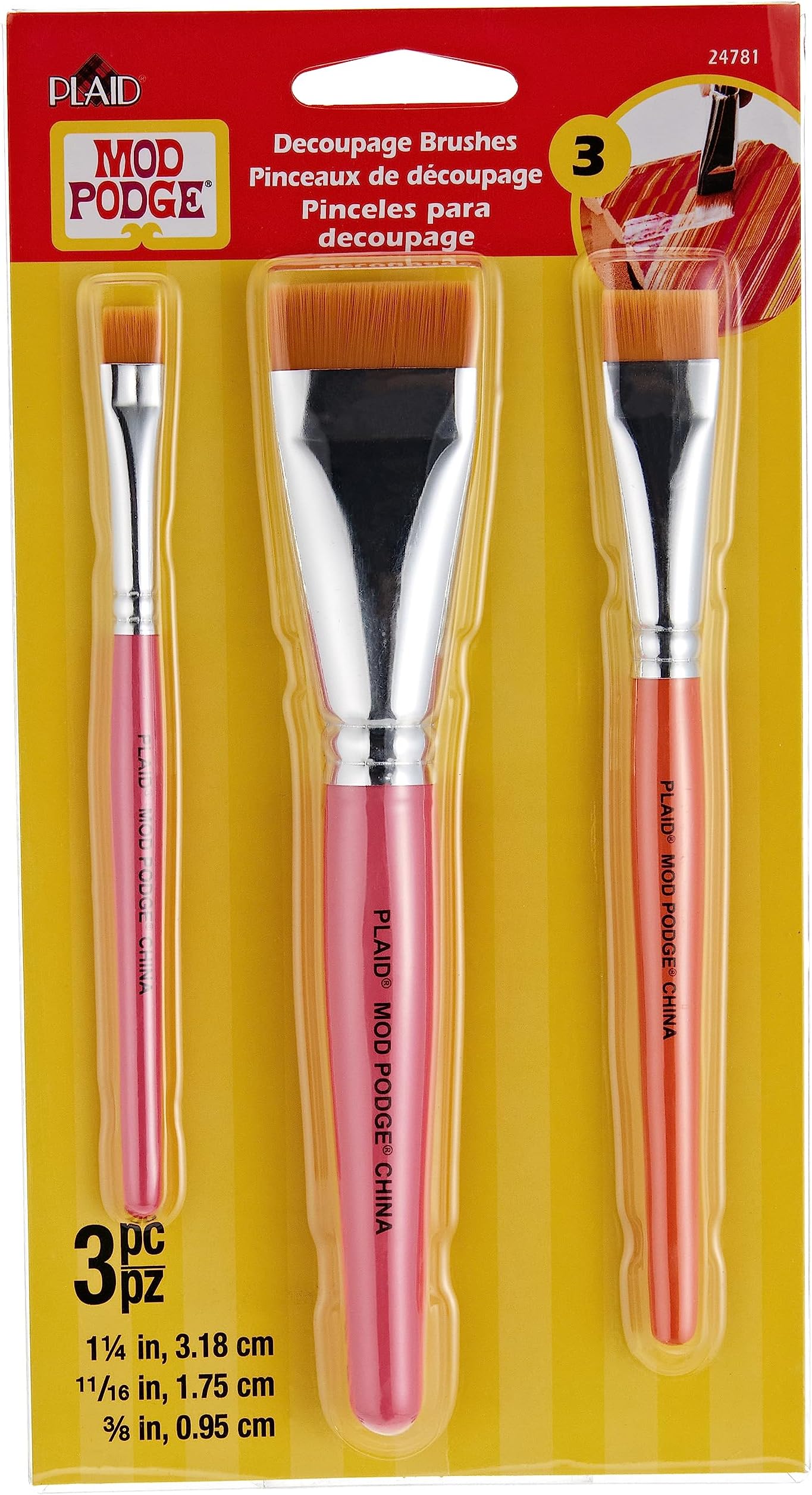 Mod Podge Furniture Brush Set of 3 (1 1/4Inch, 11/16Inch