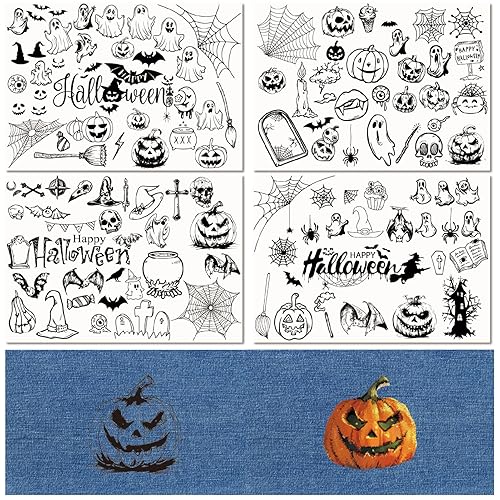 CRASPIRE 4 Sheets Halloween Water Soluble Stabilizer for Embroidery Stick