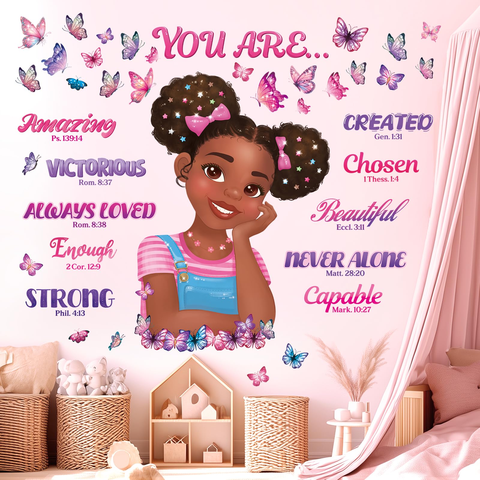 Decowall Girls Black Magic C Inspirational Black Magic Wall Stickers Afrocentric Motivational Quotes For Nursery Bedroom Décor, Removable, Peel And Stick (Sg2-2502)