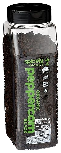 Spicely Organic Peppercorn Black Entero 16 OZ Tamaño Club
