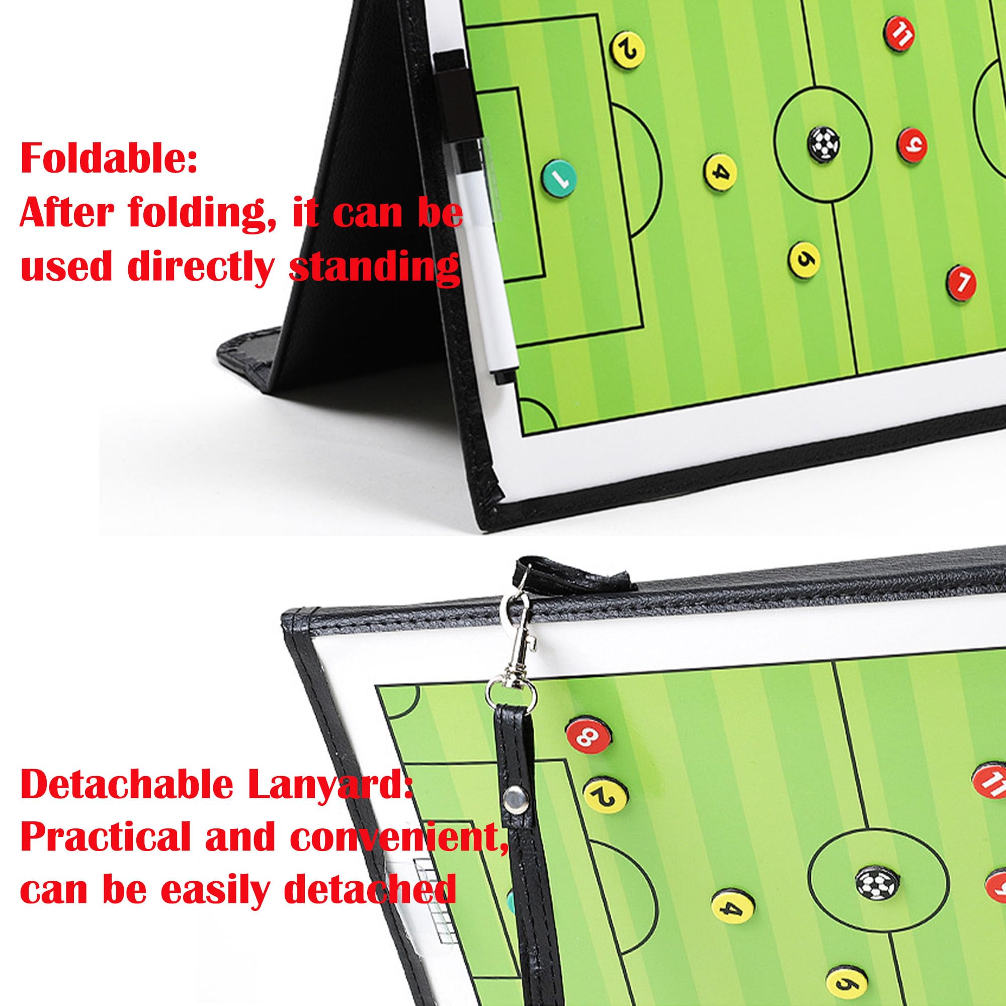 Tablero Táctico Entrenador de Fútbol Magnético Plegable Portátil con Bolígrafo y Peones