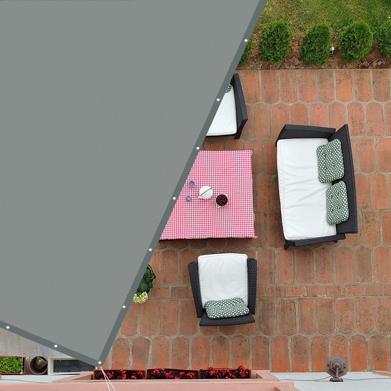 Sonnensegel Sonnenschutz 2 x 2 m Reißfest 98% Windschutz Schattiernetz Schattierungsnetz Garten mit Spannseilen für Pflanze/Gewächshaus/Scheune/Hof, Dunkelgrün