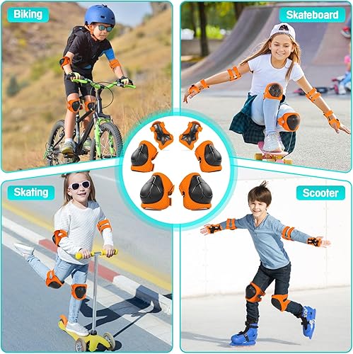Miniatura 135 de Juego de rodilleras de protección para niños de 3 a 14 años, rodilleras y coderas con muñequeras 3 en 1 para patinaje, ciclismo, bicicleta, patinaje