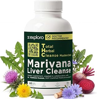 Exploro Liver Cleanser Full Body Detox, Complete Detoxification for Heavy User, Prepare Before Your Workplace Test, 60 Capsules with Turmeric, Zinc, Milk Thistle, Dandelion Root