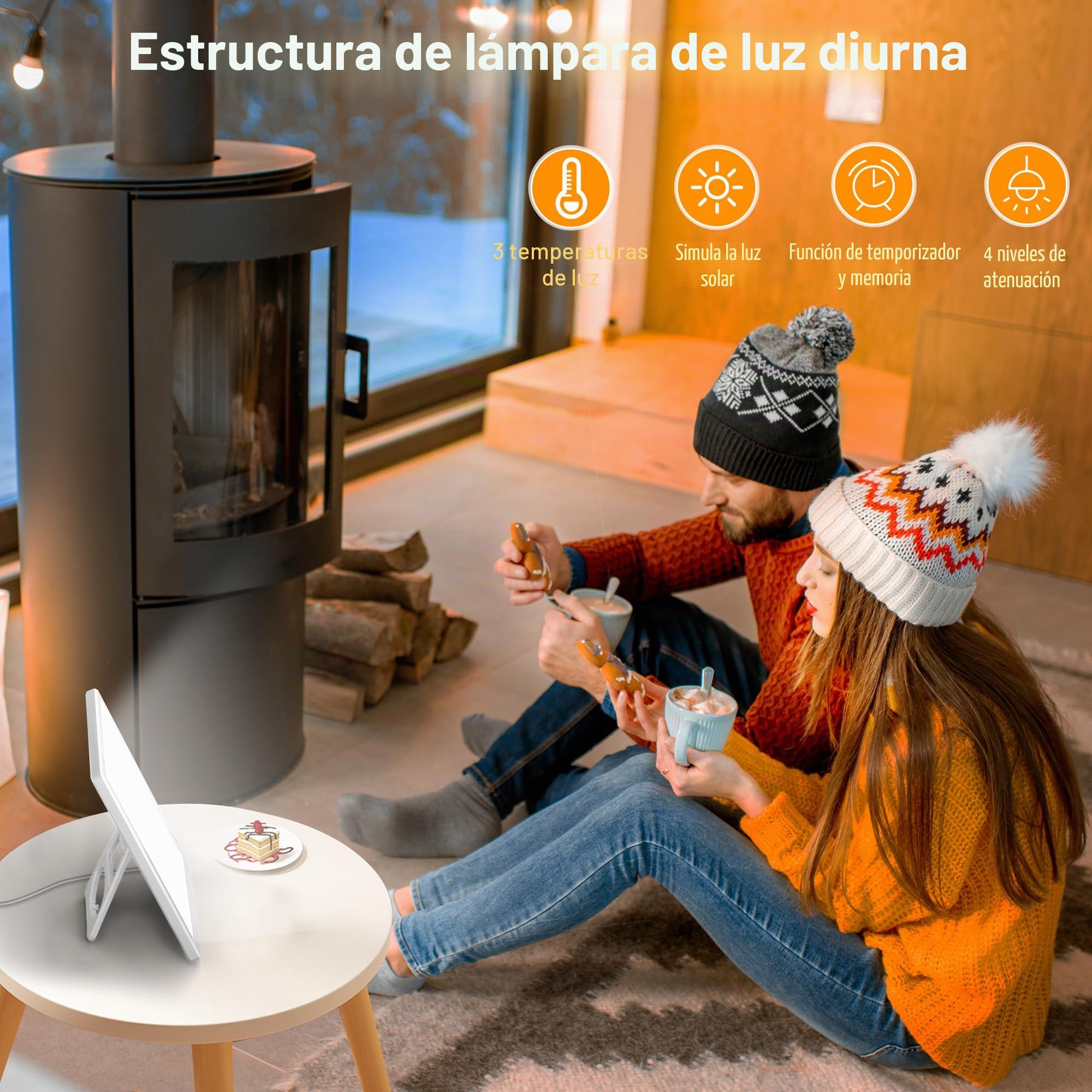 Bravmate lámpara diurna 10000 Lux, control táctil lámpara solar sin UV con 3 temperaturas de color, luz del día con soporte ajustable de 45 ° para el lugar de trabajo o el hogar