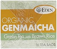 Vista 4 de Eden Té verde orgánico con arroz integral, Genmaicha, bolsas de té, (1.01 onzas) cajas de 16