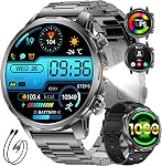 1000mAH Battery Smart Watch for Men Military, 1,85”Smartwatch with Answer/Make Calls, LED Flashlight, 100+ Sports Modes, Health Tracking, IP68 Fitness Watch for Android iOS,2 Straps&2 Chargers, Gray