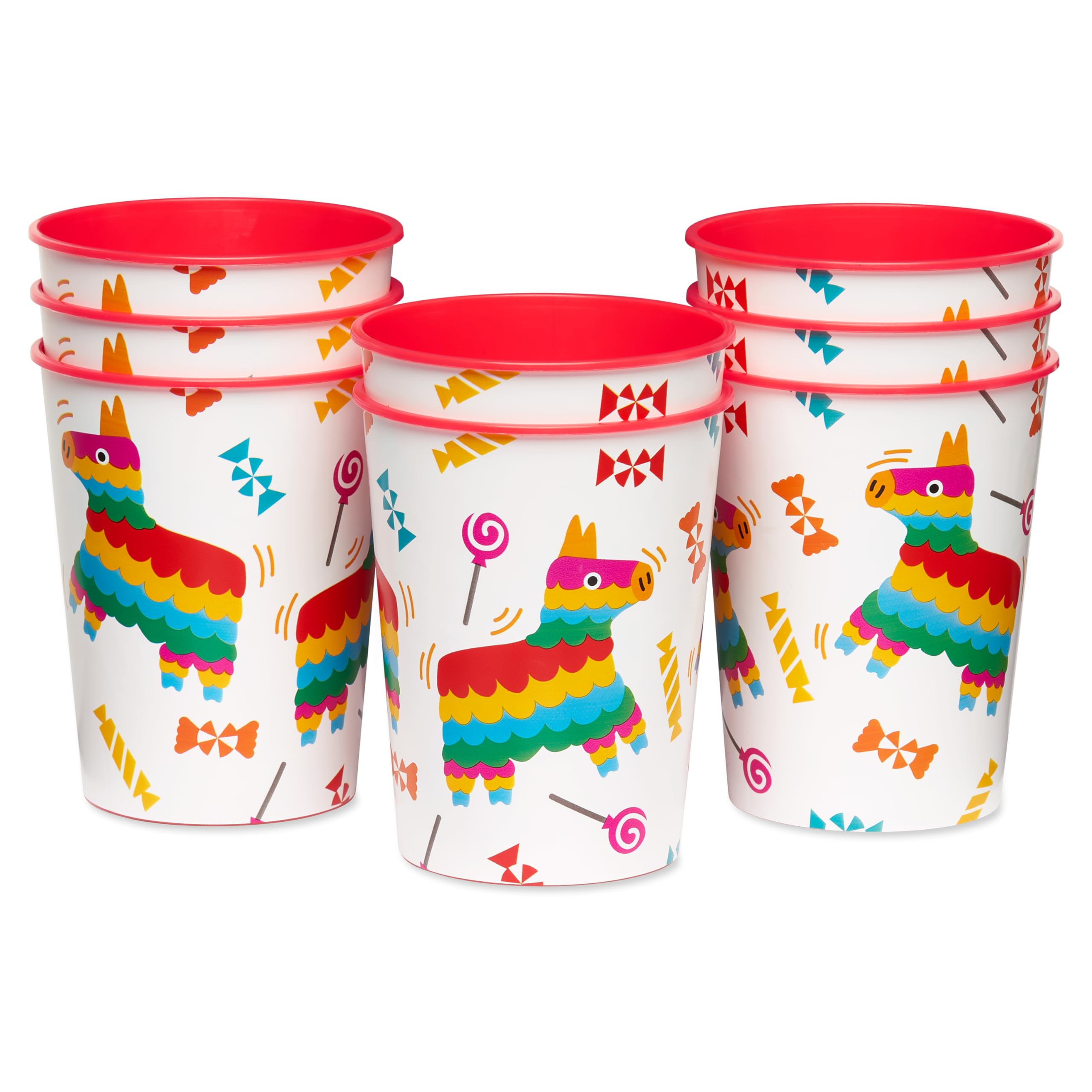 American Greetings 8-Count 16 oz. Reusable Plastic Cups, Fiesta Party Supplies