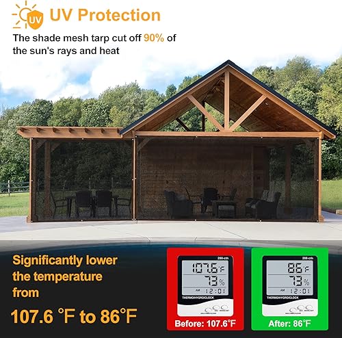 Miniatura 2 de UCINNOVATE Persiana de malla con bloqueador solar de 10 x 10 pies, 90% tela de tela para plantas con ojales, tela duradera resistente a los rayos UV