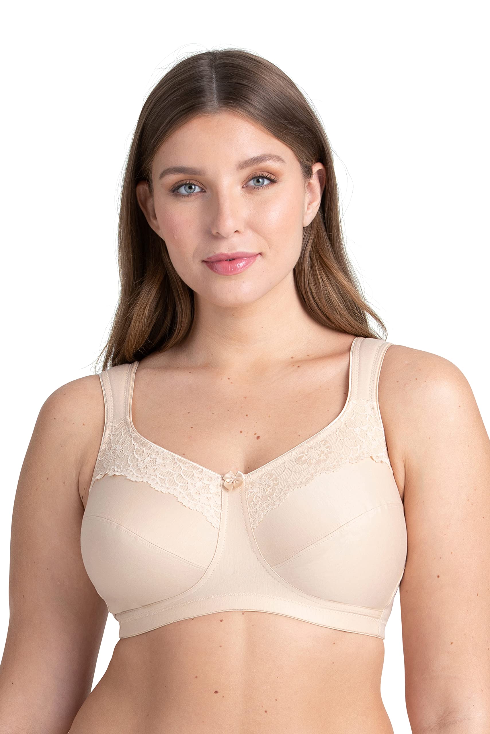 Miss Mary of Sweden Minimizer Non-Wired Unpadded Bra Cotton Now Flat Cup 46F Beige