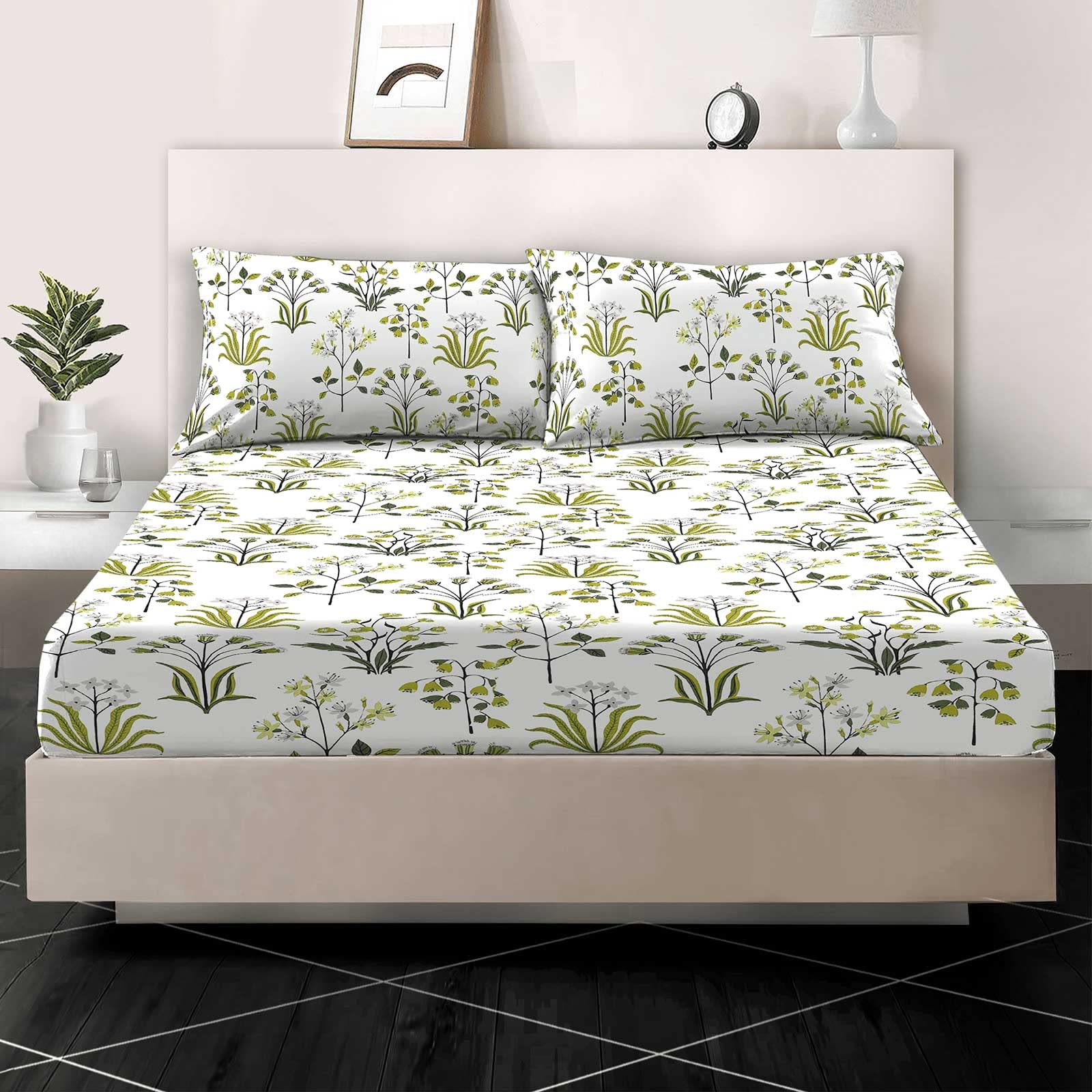 EverSoft Bedding 100% Egyptian Cotton Printed Fitted Sheet Single Size 400 Thread Count Print Single Bed Sheets for Single Mattress Floral 30cm Bedding Single Bed Cover – Single Size
