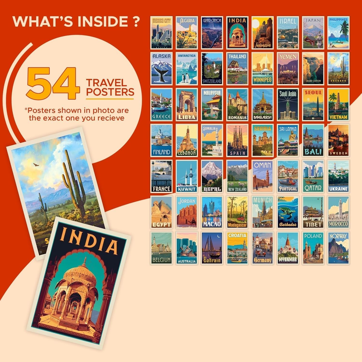 Vintage Countries Poster Collage Kit - Travel Decor -2