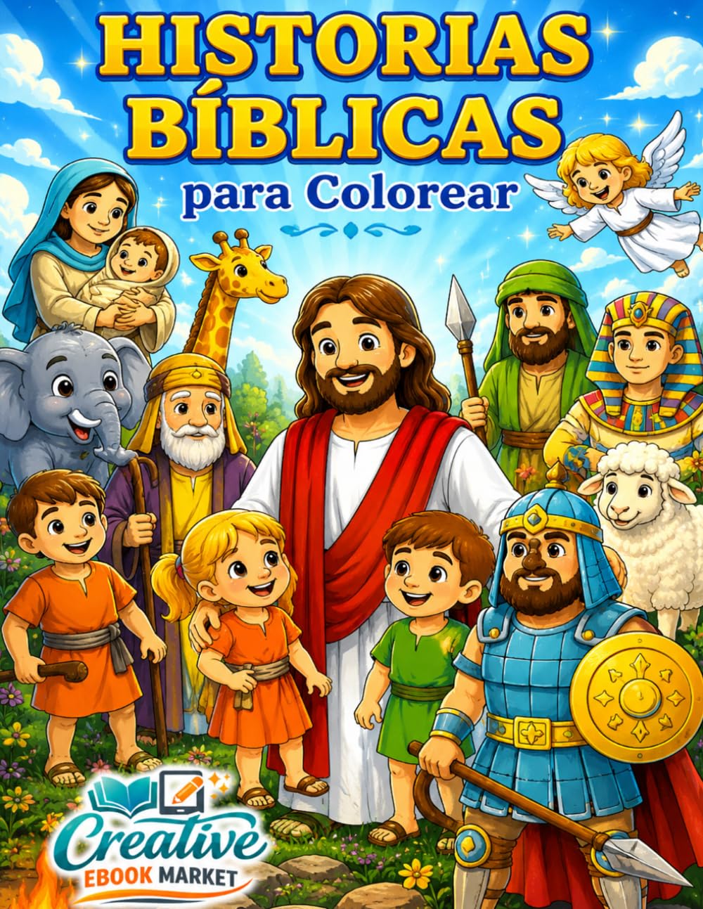 Historias Bíblicas para Colorear: 50 Historias Bíblicas para niños para leer, aprender y colorear
