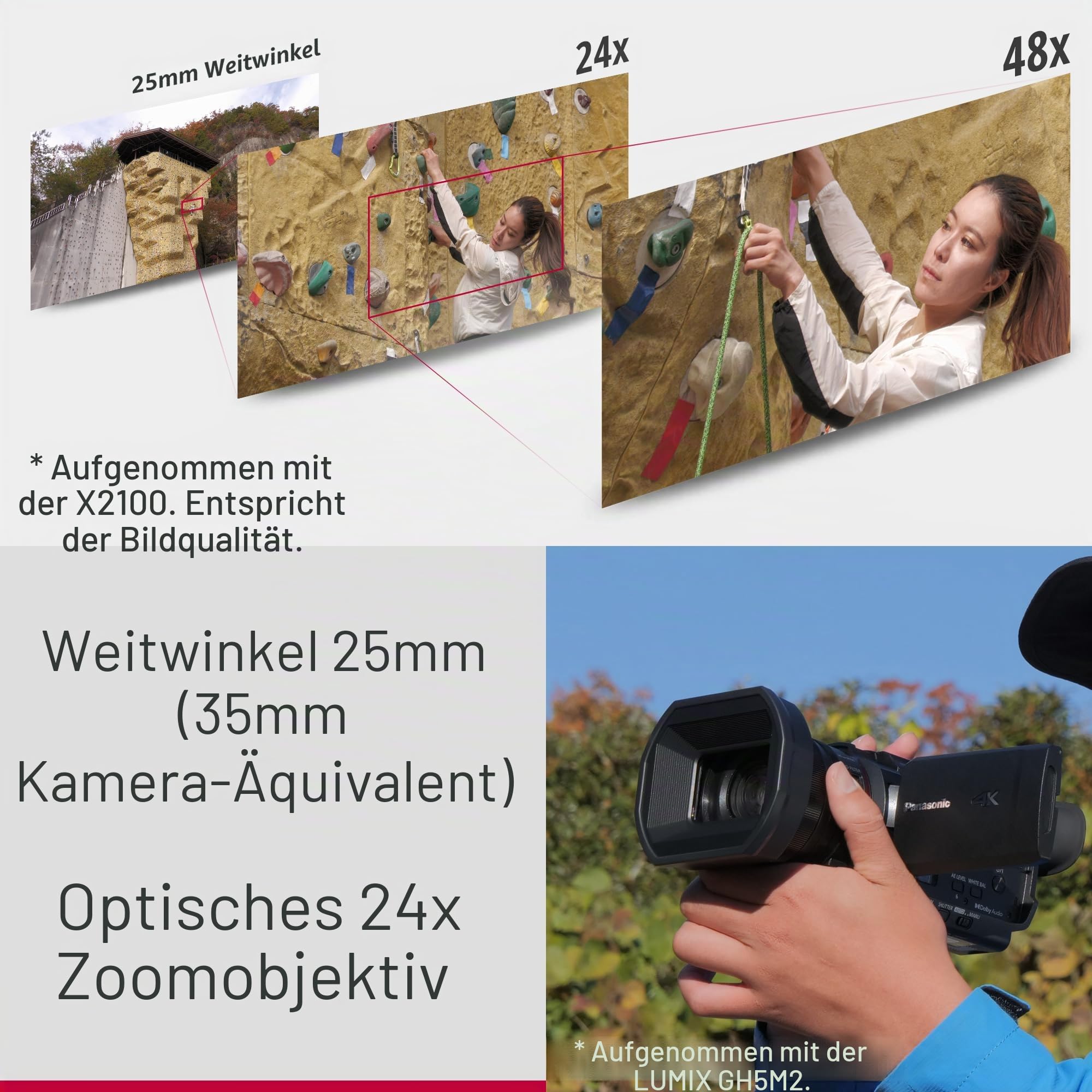Panasonic HC-X1600E 4K 60p Professional Camcorder 25mm Wide-Angle Lens 24x Optical Zoom 5-Axis Hybrid OIS Wi-Fi USB PD Black