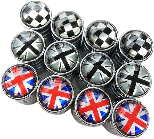 Miniatura 5 de Zorratin funda para tornillo del rin con diseño de la bandera del Reino Unido y diseño cuadriculado cromada negro Black Jack