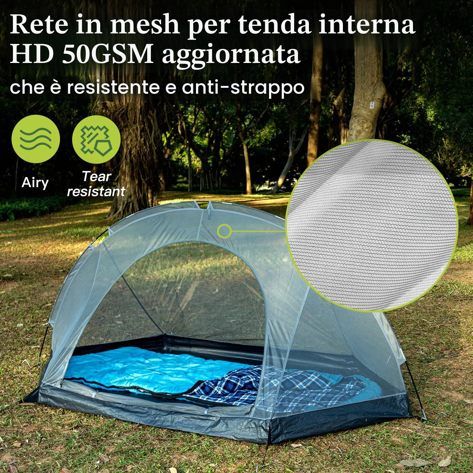 Tenda Campeggio, Tenda a Cupola per 1-2 Persone, Antivento e Impermeabile, Facile da Montare, Perfetta per Campeggio, Trekking, Escursioni con Zaino in Spalla e Alpinismo