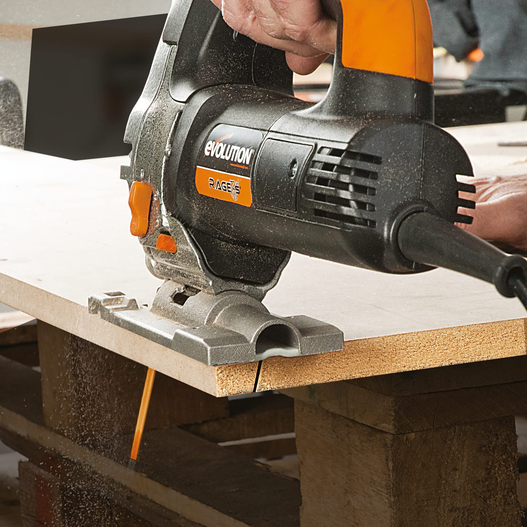 Evolution Power Tools Rage 7-S Seghetto multiuso - Taglio su legno, acciaio, plastica e molto altro - 5 lame incluse - 710 W