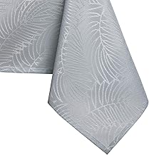 AmeliaHome Nappe Effet Lotus déperlant Polyester Argenté Gaia 150x350 cm