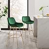 Zouron Swivel Bar Stools Set of 2 for Kitchen, 29 Counter Height Bar Chairs with Back Tall Barstools Velvet Kitchen Island Stools with Gold-Plated Metal Legs, Green