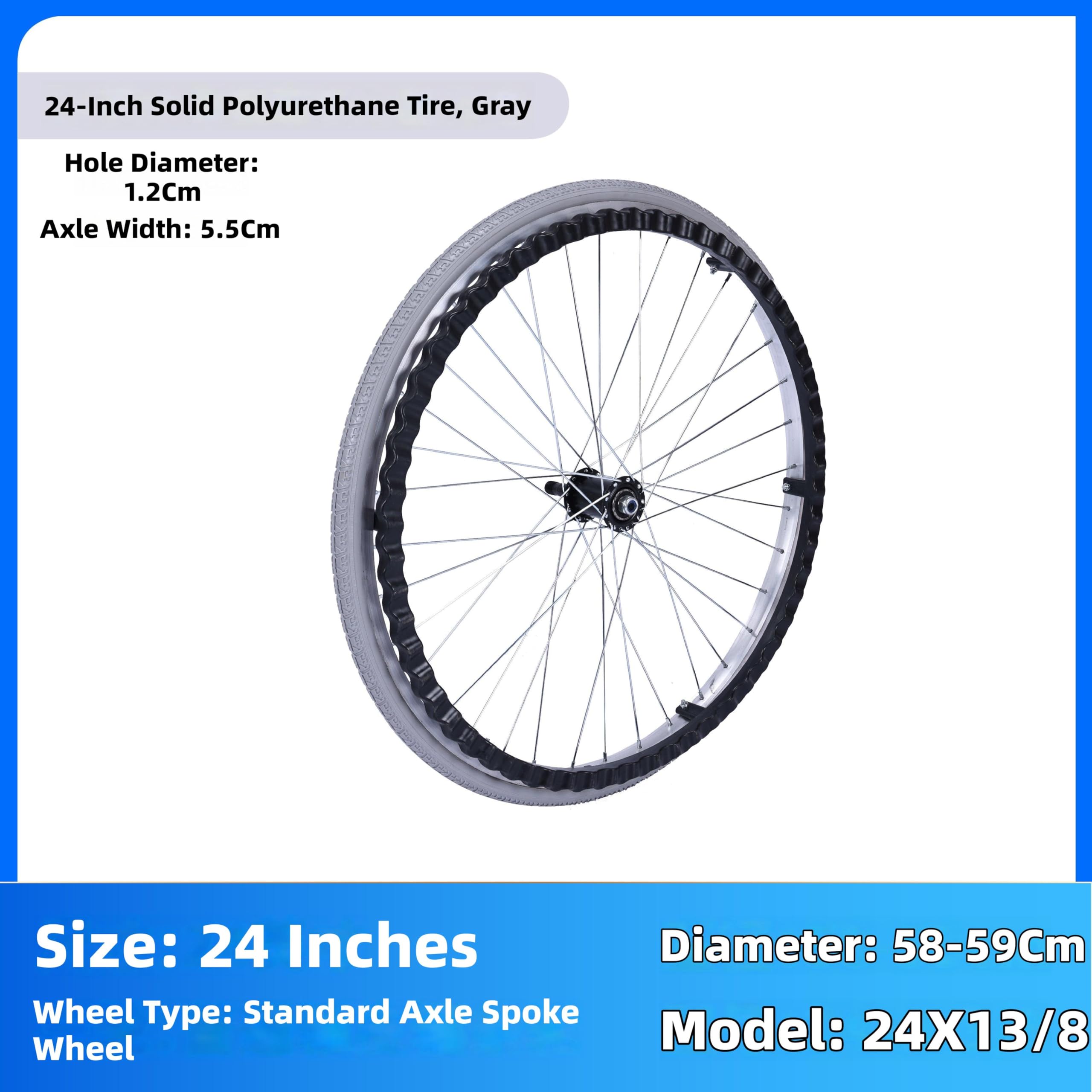 Tylne koła do wózka inwalidzkiego, 40/50/61.1 cm, zapasowe koła z aluminiową piastą i osią szybkiego zwalniania do ręcznych wózków inwalidzkich, trwałe i lekkie