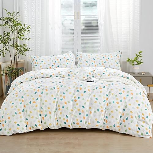 Miniatura 71 de SAPHREAS Juego de funda de edredón, 100% algodón extrasuave, tamaño individual, lavanda, 2 piezas, 1 funda de edredón de 68 x 90 pulgadas con Crema