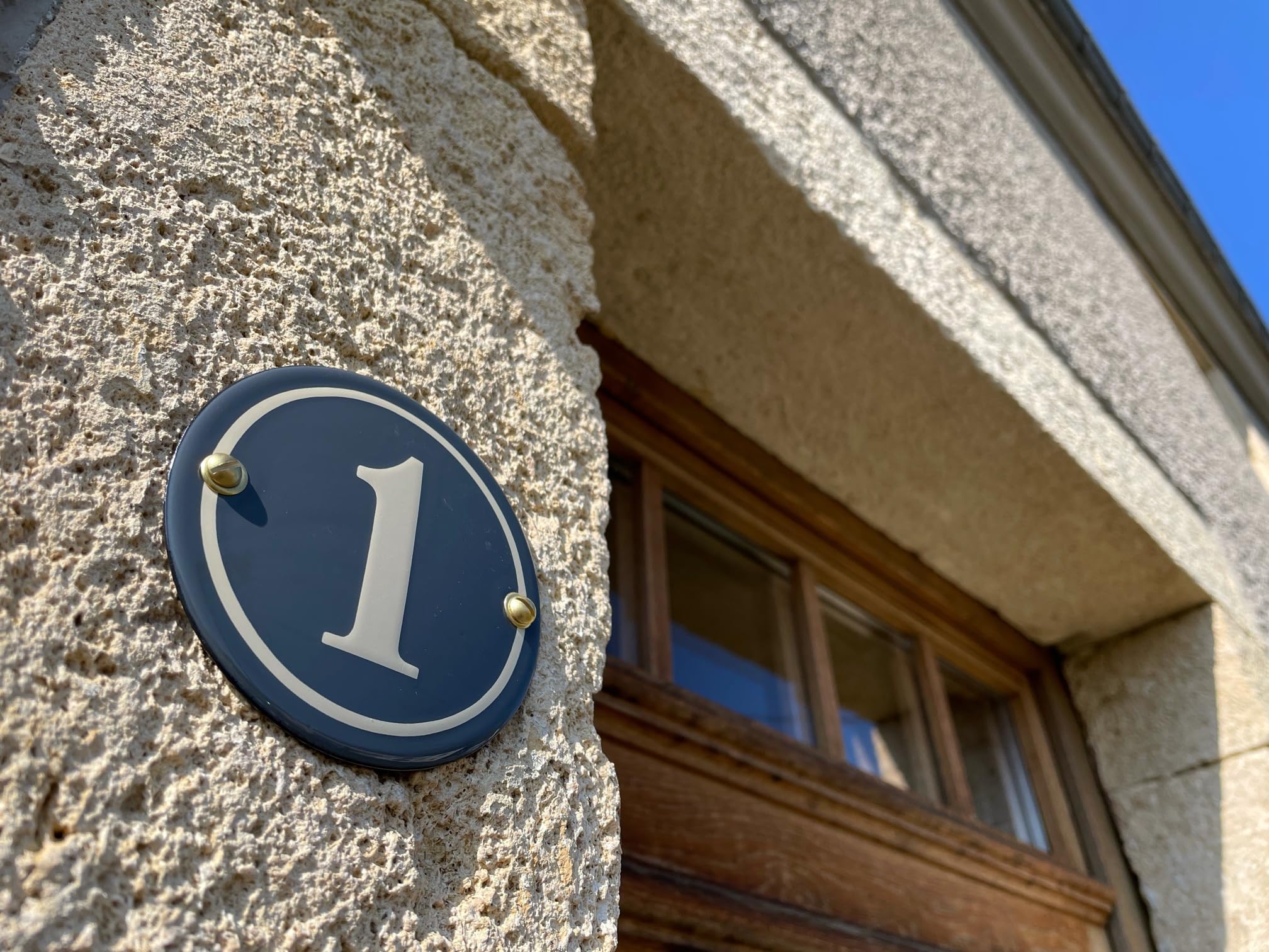 Hausnummer Hausnummernschild Emaille | Kreis Ø 15 cm | mit Wunschnummer Hausschild, Vorbohrungen, Personalisierte, Hausnummernschilder, Türschild, Wunschtext