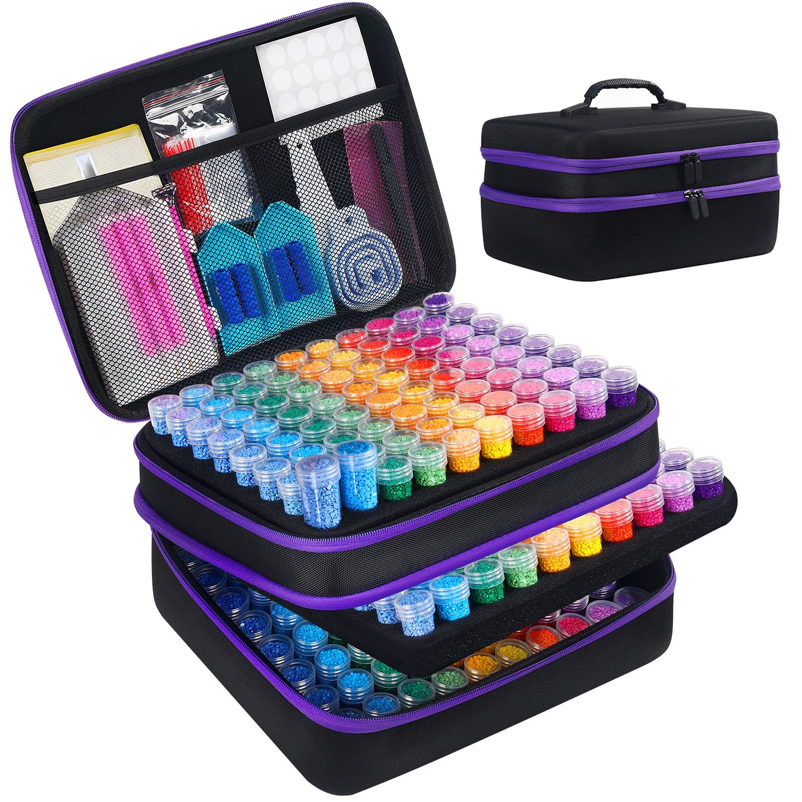 Douorgan Diamond Painting Storage Containers 240 Slots Diamond Painting Accessories and Tools Portable Diamond Painting Organizer Shockproof Diamond