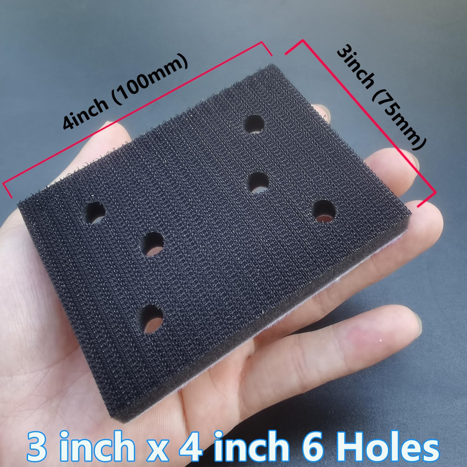 FOWOK 3" x 4" Foam Sanding Pads, 3 Pcs Sanding Interface Pads, Hook & Loop Design for 3x4 Sanders -FSP343