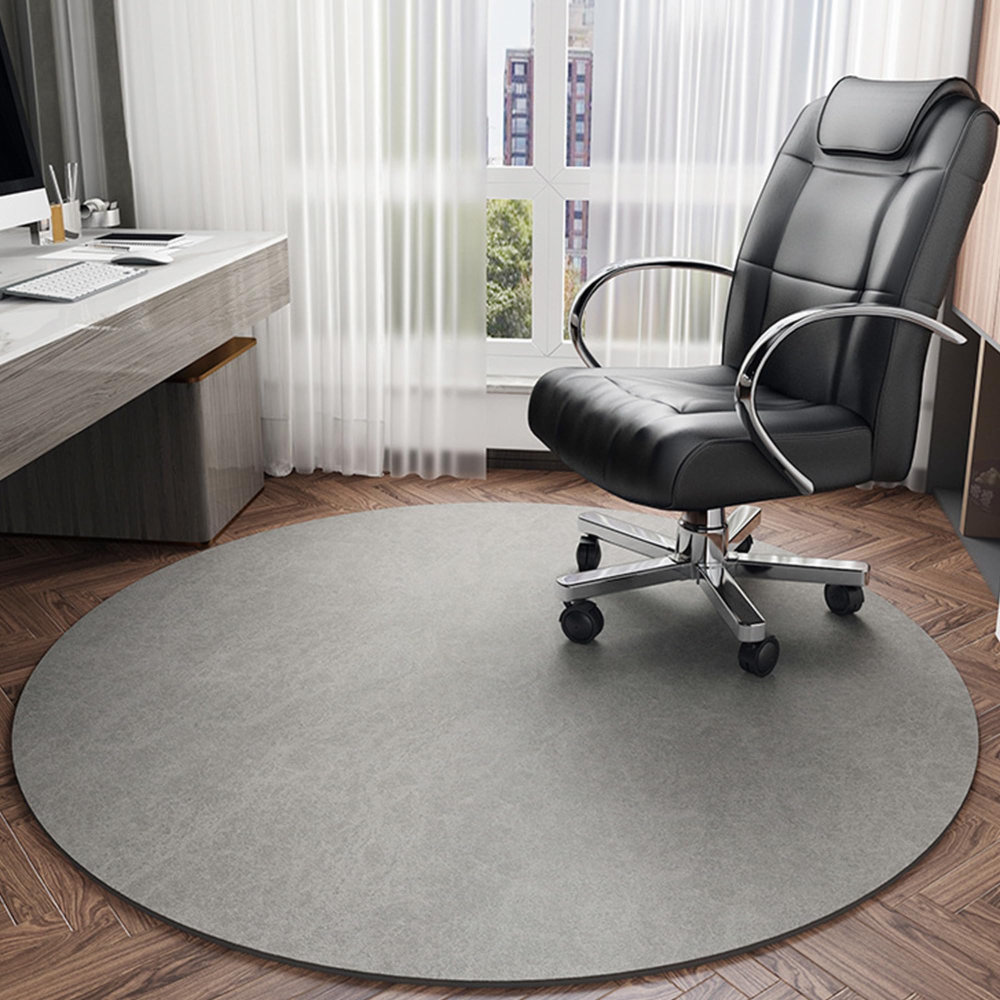 Alfombras redondas de madera dura, multiusos, para sillas de computadora, protectores de sillas de oficina, alfombras de escritorio con respaldo de goma antideslizante para gimnasio en casa (160 x 160