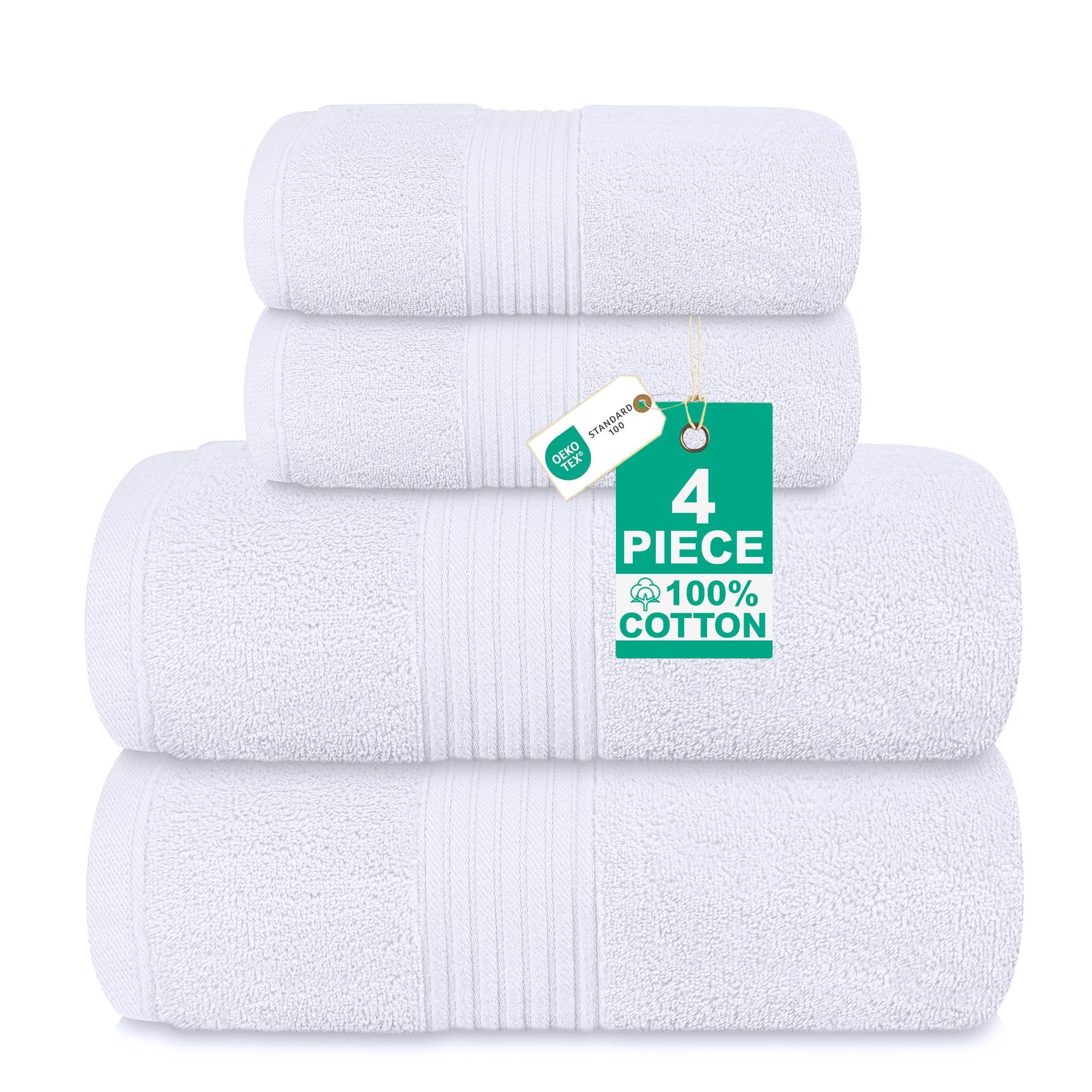 Luxury 4 Piece Towel Bale Set - 2 Bath Towels & 2 Hand Towels (White)