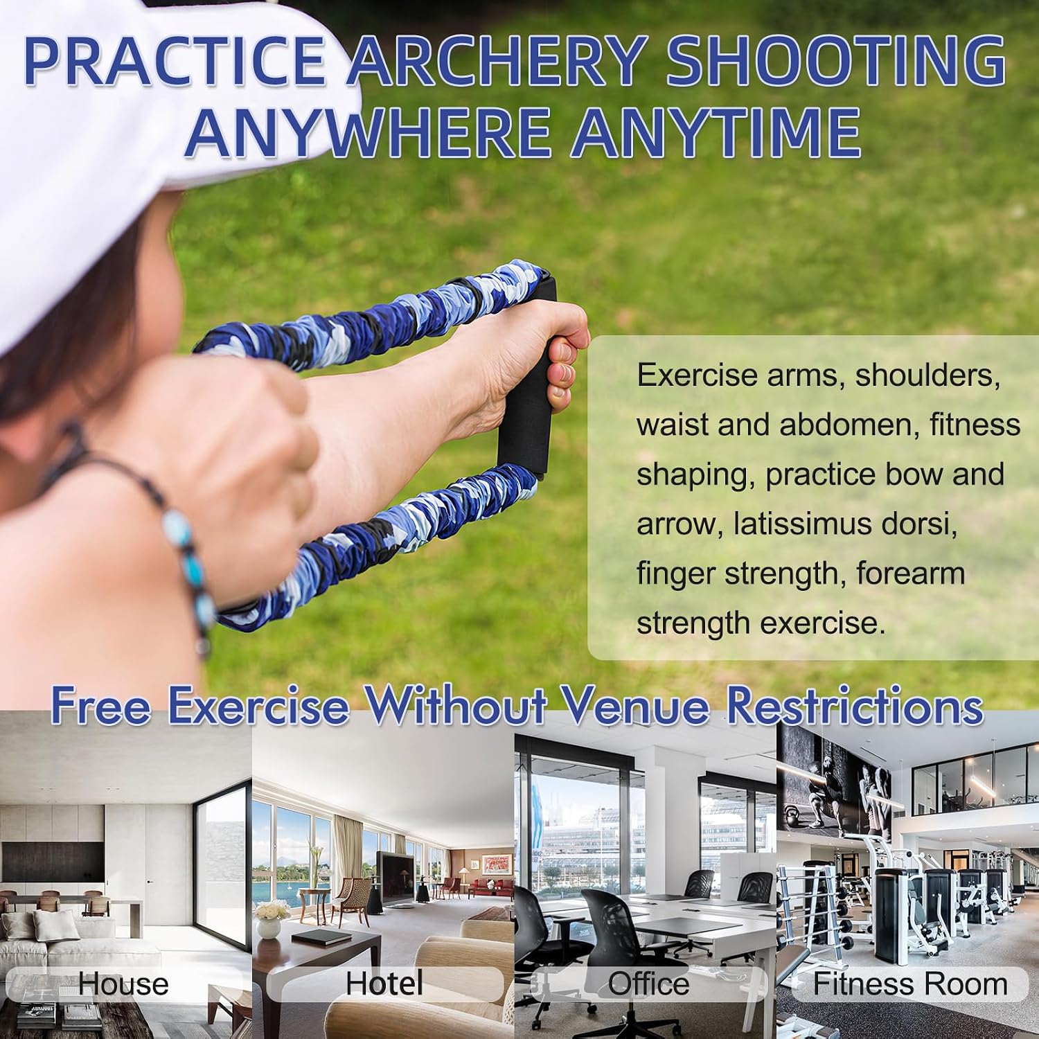 Archery Bow Trainer, 25/45/55 Lbs Resistance Band for Practice Bow Shooting | Rubber Strength Training Bands Draw Exerciser Training for Recurve Bow Compound Bow Shooting Beginner Experts Accessories