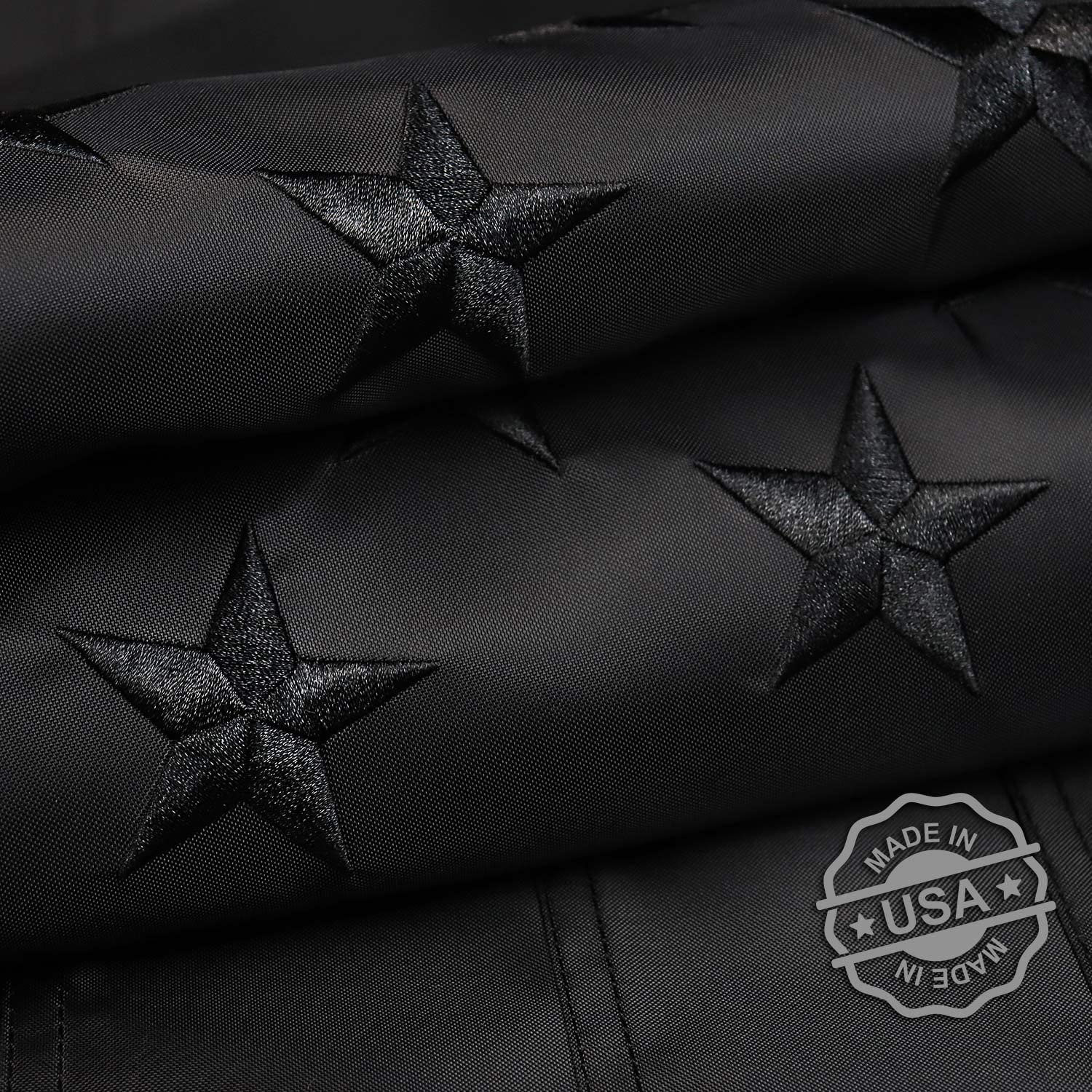 WYFGL All Black American Flag 3×5 Ft Embroidered Stars Sewn Stripes Made from Nylon Blackout Tactical US Black Flag with 2 Brass Grommets Heavy Duty USA Flag