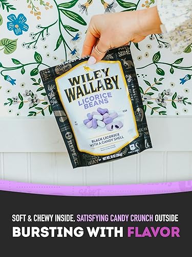Miniatura 5 de Wiley Wallaby Grano de caramelo de regaliz suave y masticable de 7.05 onzas, clásico negro gourmet estilo australiano, relleno de cesta de caramelo