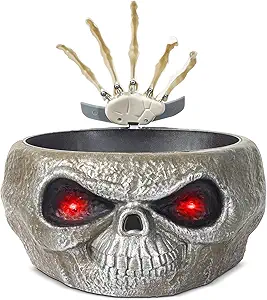 ITART Animated Halloween Candy Bowl Dish with Hand Spooky Decoration Props LED Eyes & Sound for Holloween Decor Treat or Trick Party Bar Table Decor