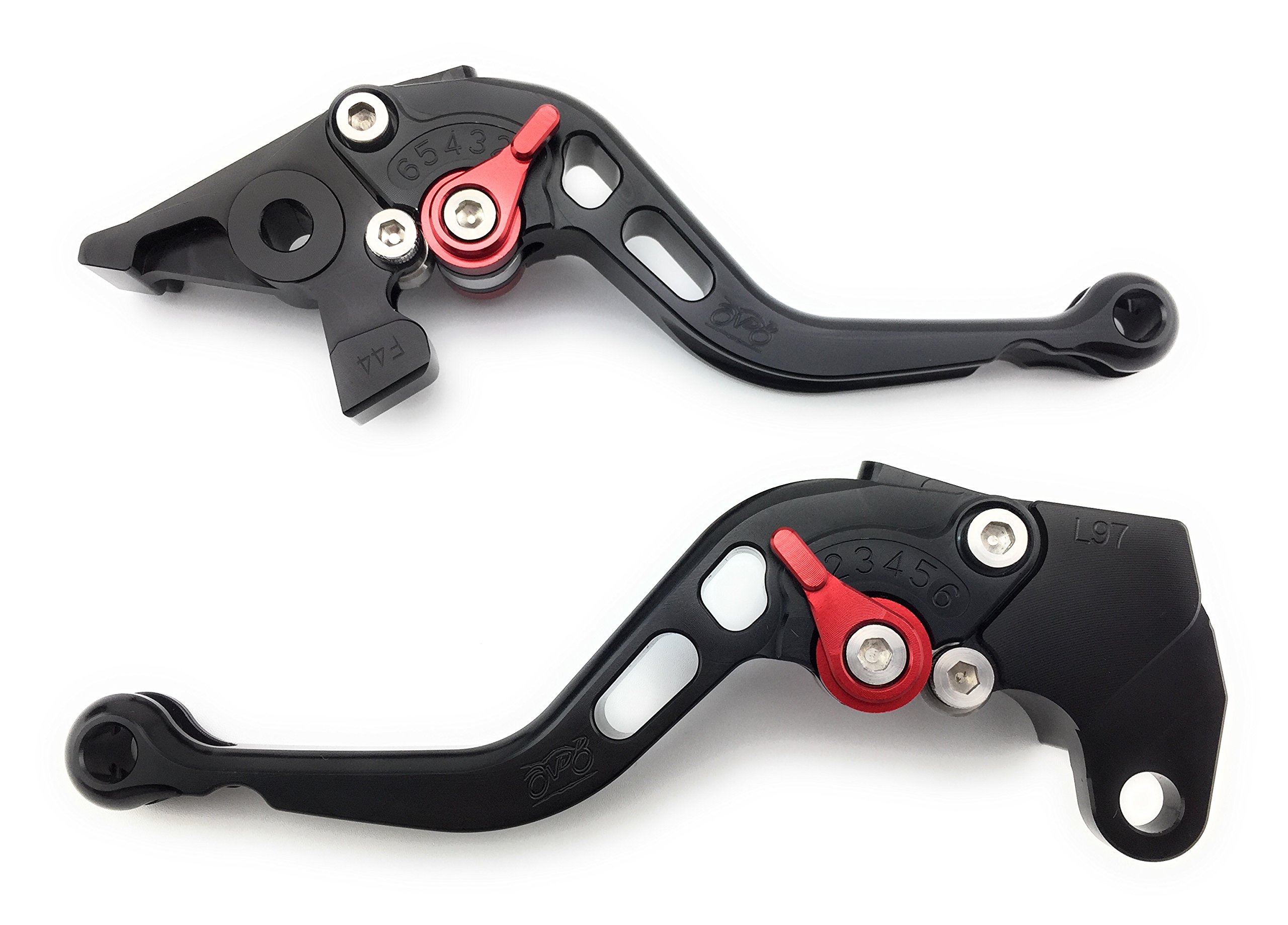 avdb - motocykl Para krótkich dźwigni kompatybilna z Honda VFR 750, Carat 1991-1997, VFR 800 VTEC 2002-2013, VFR 800F 2014-2018 (czarny/czerwony)