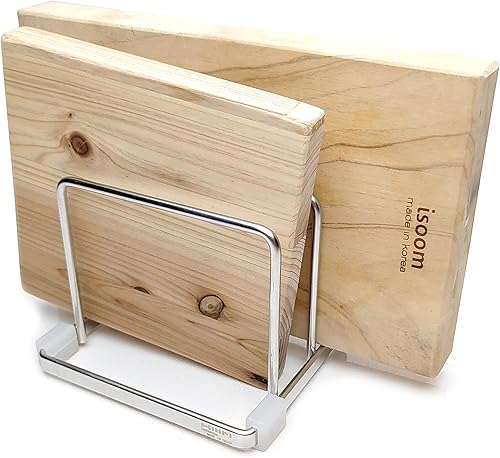Soporte para tabla de cortar de alambre de acero inoxidable de tamaño pequeño, organizador de estante de tabla de cortar para cocina (